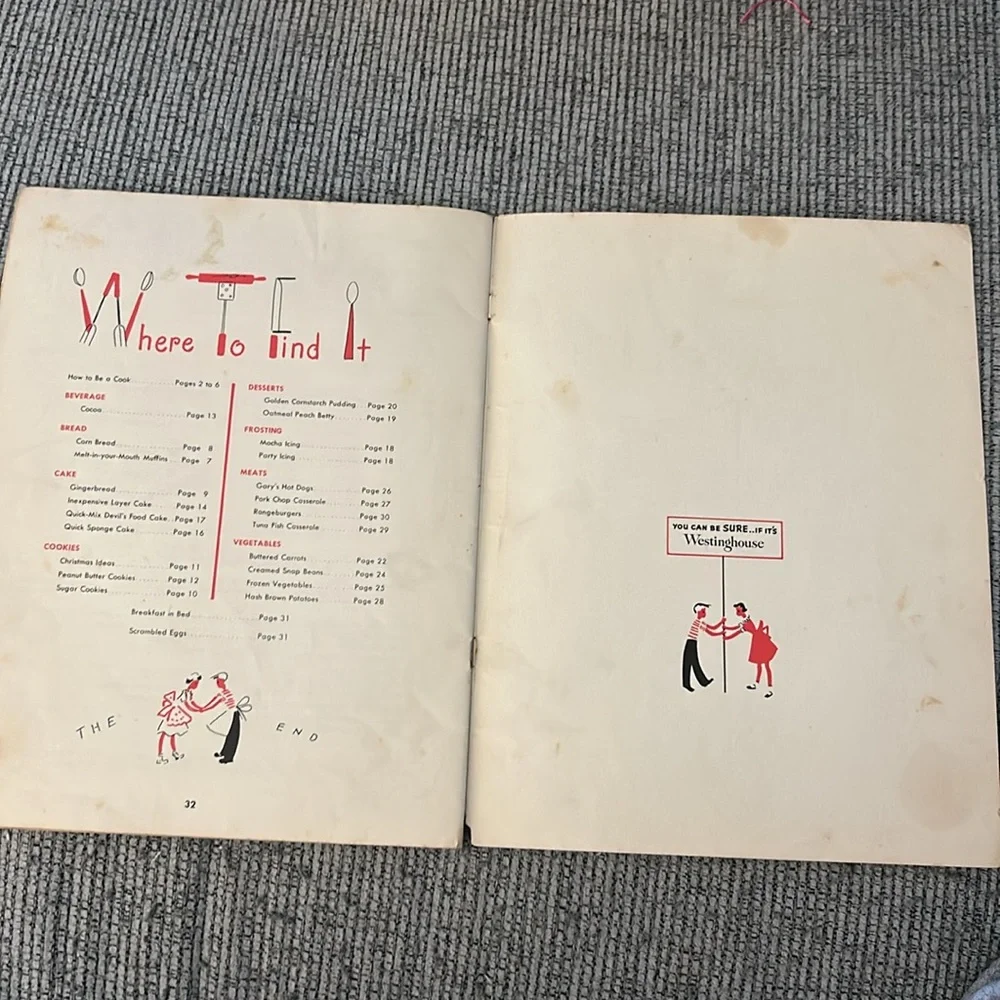 Westinghouse Illustrated cookbook Booklet “presented 1952”